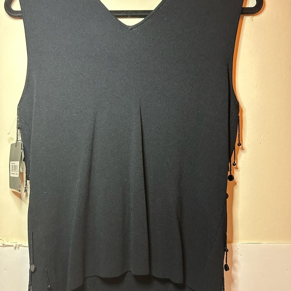 CYRUS black woman size large top dangling sequence - Picture 2 of 5